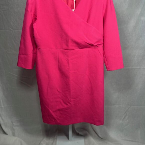 NWT BOSS Daraya Faux Wrap Dress in Neon Pink - Size 12 - Picture 3 of 15
